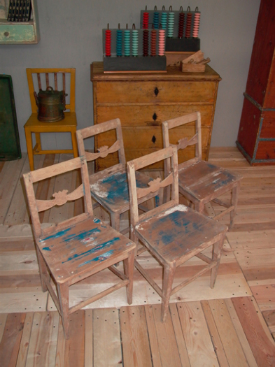 set of 4 fantastic light blue colored chairs, Sweden, 19th century - #10037/38