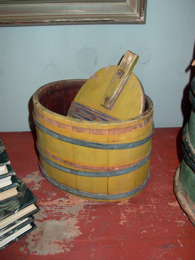 fantastic yellow colored wodden pot, Sweden, 19th century - #10205