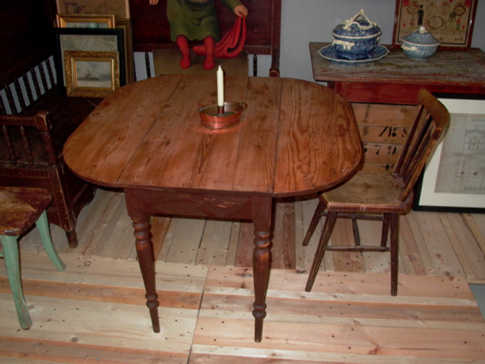 brown painted table with 1 drawer, 19th/20 century, Sweden - #10197