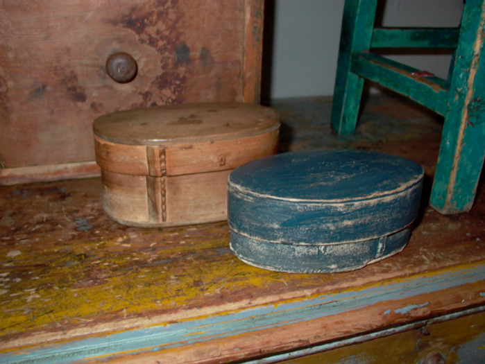 fantastic coloured wooden pots, 19th/20th century, Sweden - #10081/10082