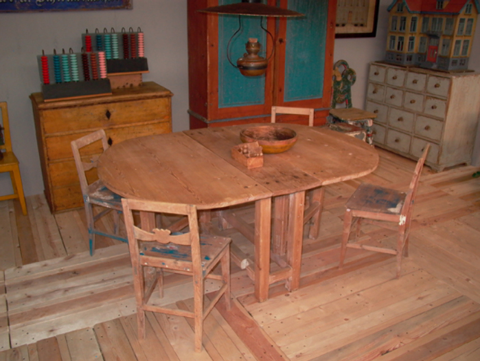 marvelous natural semicircle flap table, 19th century, Sweden - #10007