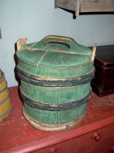 great green painted wooden box, 19th century, Sweden - #10193