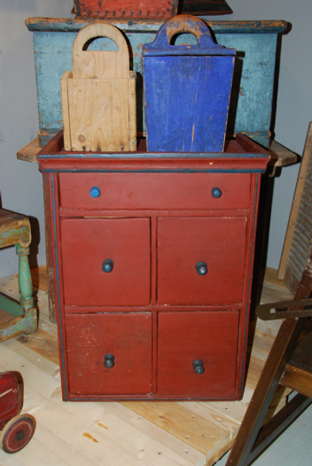 red/blue painted chest of drawers, 19th/20th century, Sweden - #10332_a