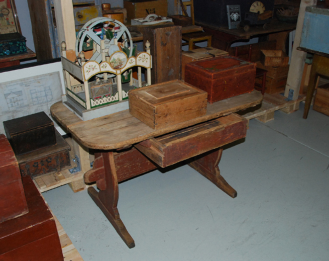 light brown bockbord table, 1 drawer, 18th/19th century, Sweden - #20196